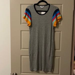 SPLENDID GREY DRESS WITH STRIPPED SLEEVES